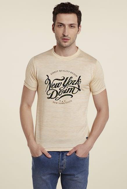 duke beige round neck printed t-shirt