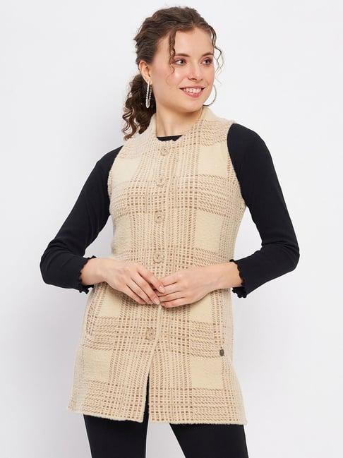 duke beige self pattern cardigan