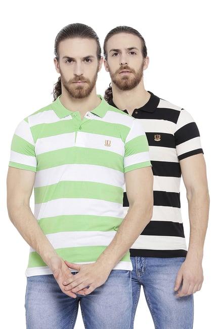 duke black & green striped polo t-shirts (pack of 2)