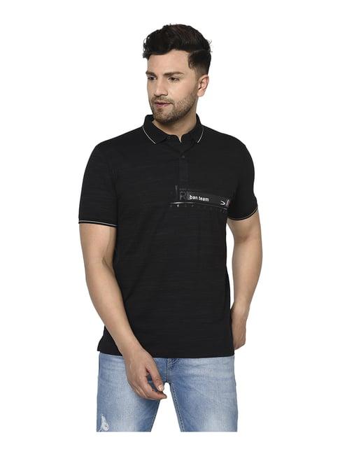 duke black cotton regular fit polo t-shirt