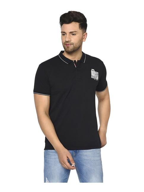 duke black cotton regular fit polo t-shirt