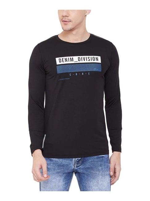 duke black cotton regular fit printed t-shirt