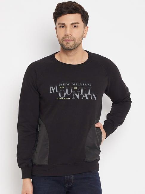 duke black regular fit printed sweatshirt