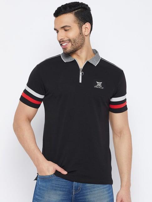 duke black slim fit polo t-shirt