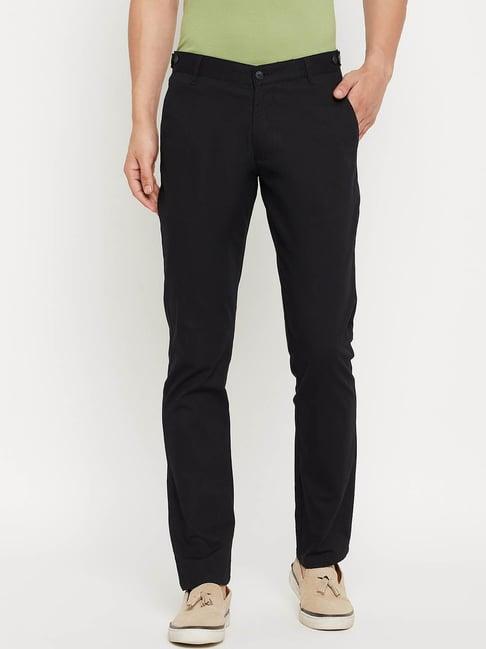 duke black slim fit trousers