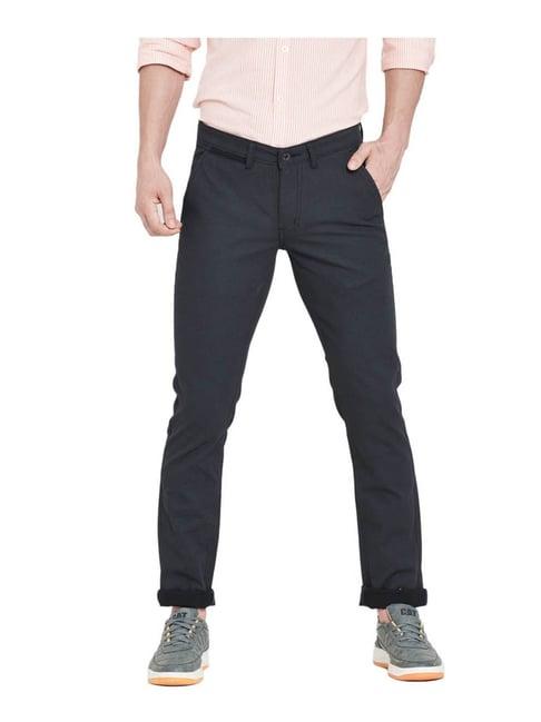 duke black slim fit trousers