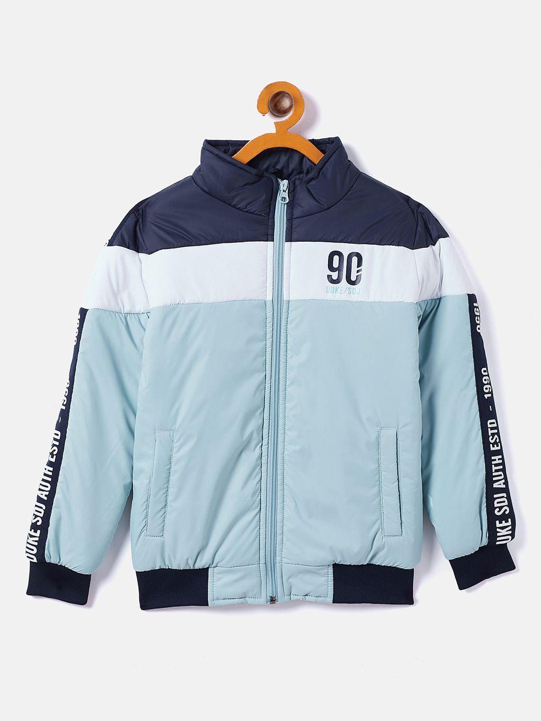 duke boys blue colourblocked bomber jacket