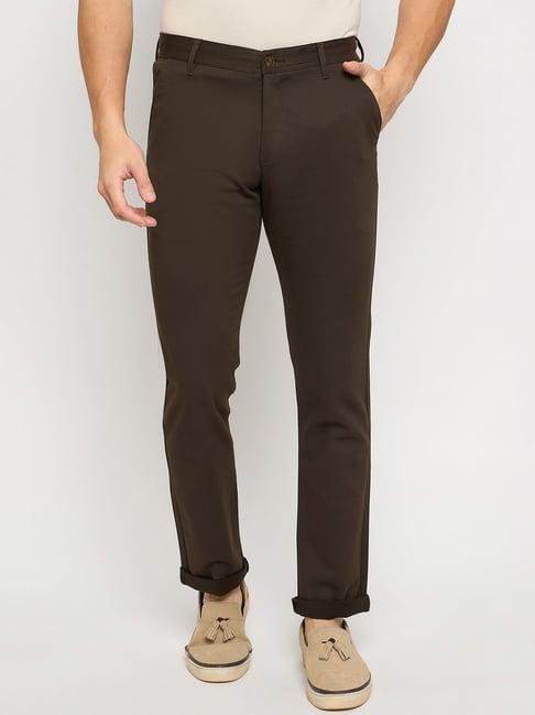 duke brown cotton slim fit chinos