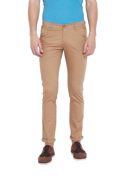 duke brown regular fit flat front trousers