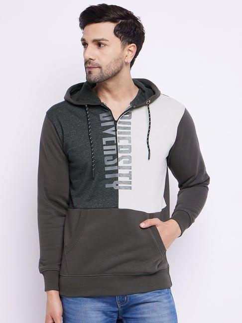 duke charcoal regular fit printed hooded sweatshirt