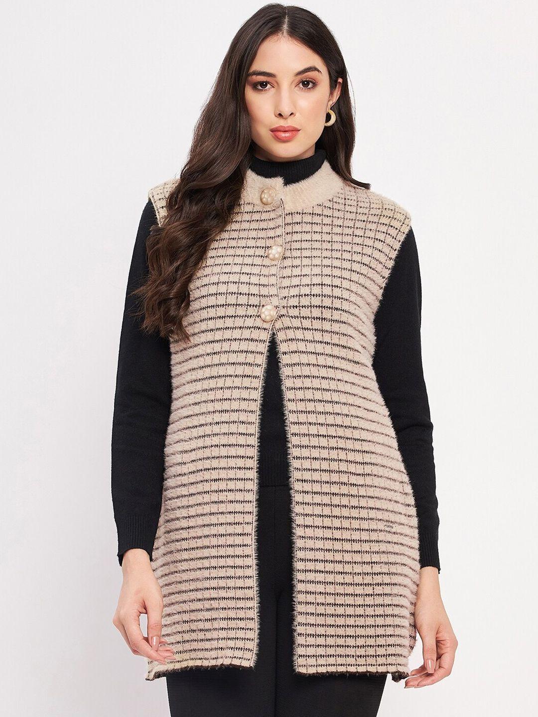 duke checked acrylic longline cardigan