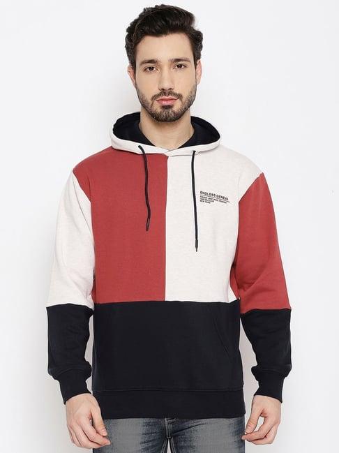 duke cloud mix regular fit colour block hooded sweatshirt