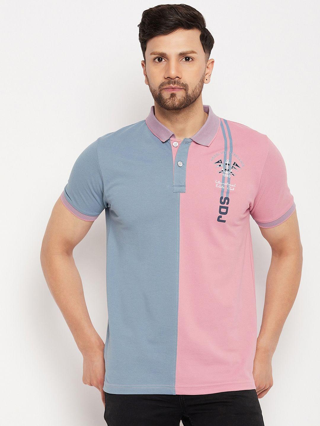 duke colourblocked polo collar cotton slim fit t-shirt