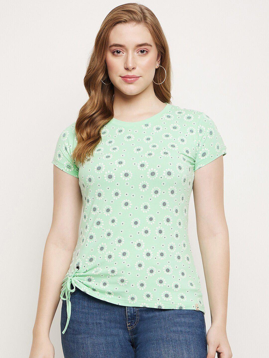 duke conversational tie-ups detail printed cotton top