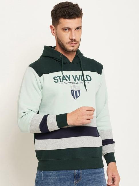 duke dark green full sleeves hooded sweatshirt