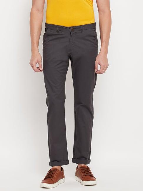 duke dark grey slim fit flat front trousers