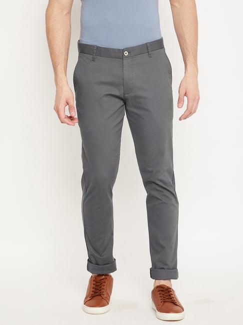 duke dark grey slim fit flat front trousers