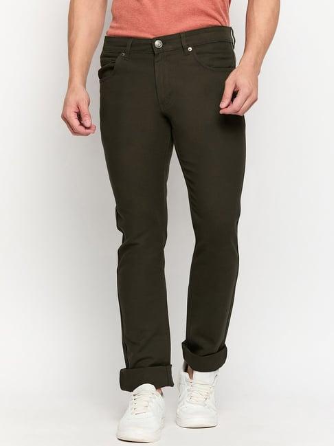 duke dark olive cotton slim fit chinos