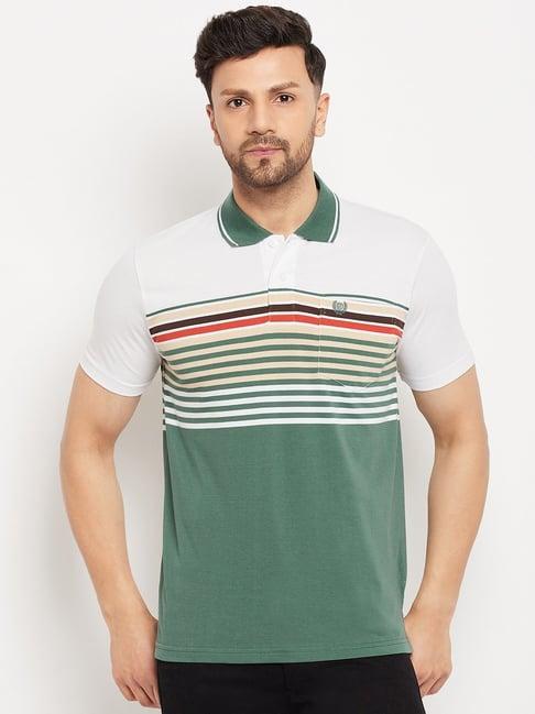 duke foam green regular fit striped polo t-shirt