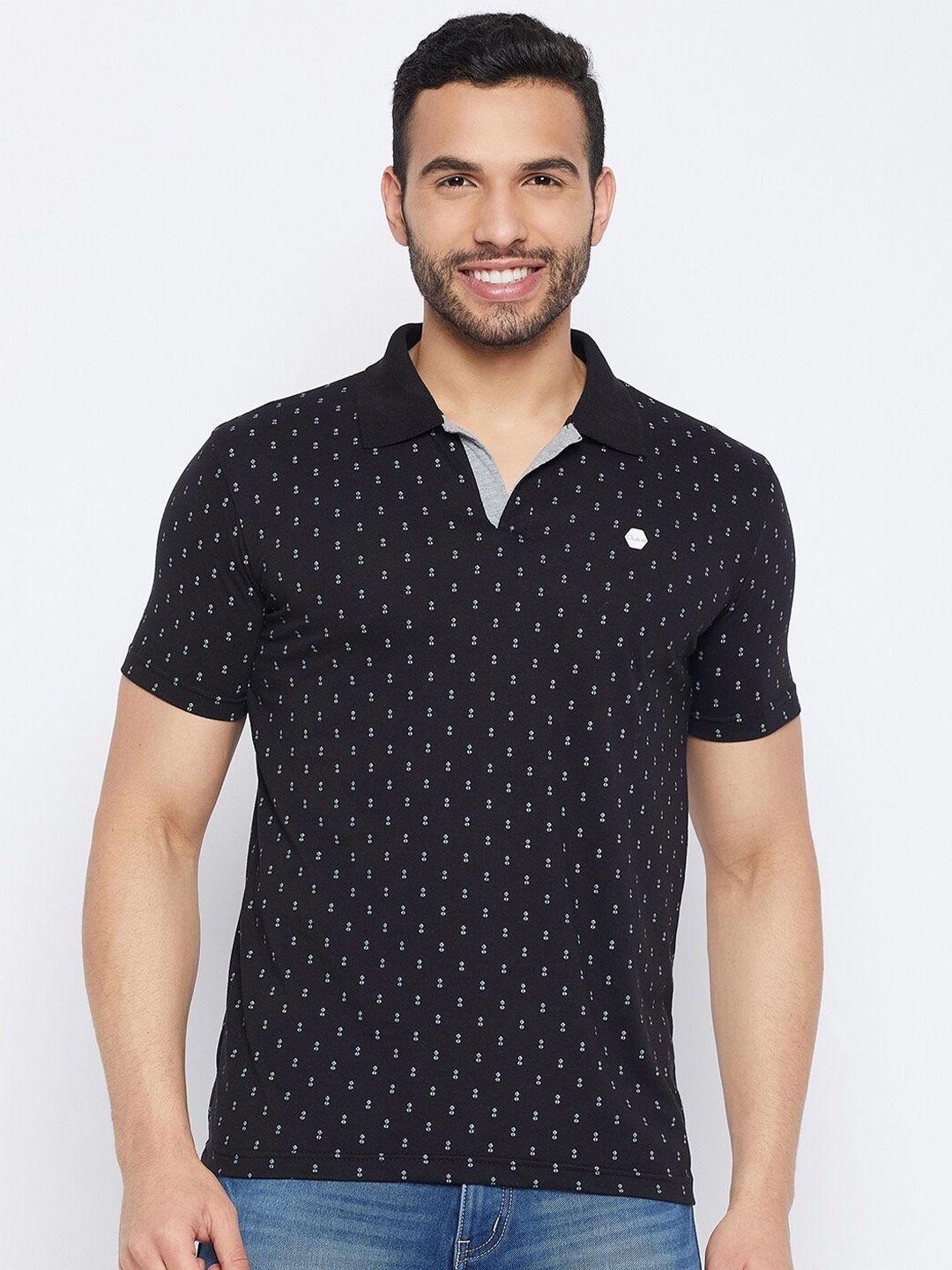 duke geometric printed polo collar slim fit cotton t-shirt