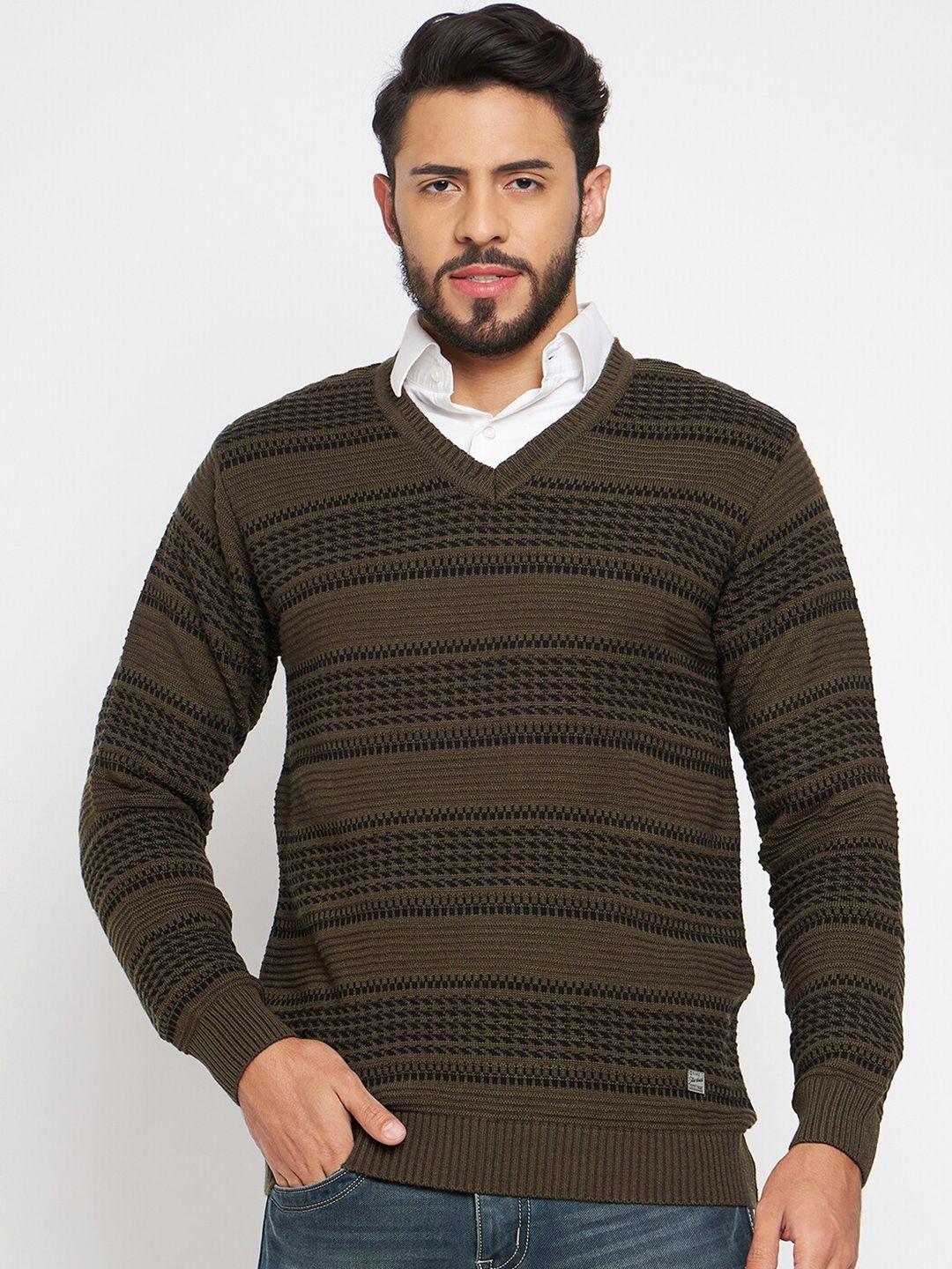 duke geometric printed v-neck long sleeves acrylic pullover sweaters