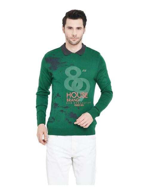 duke green printed sweater