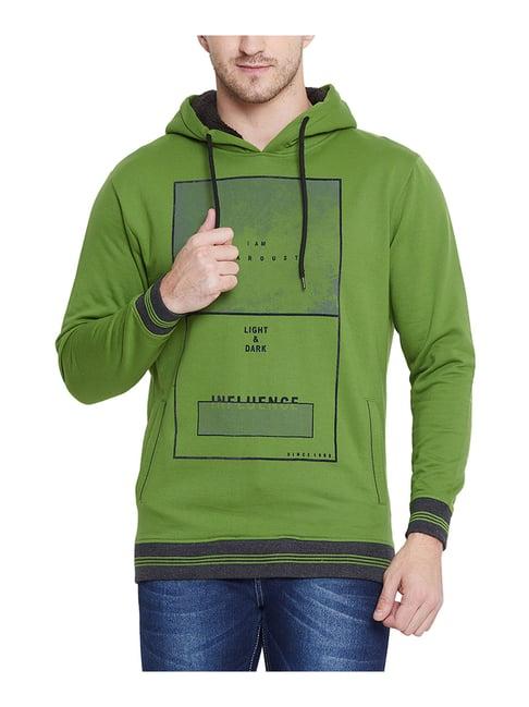 duke green regular fit printed hoodie