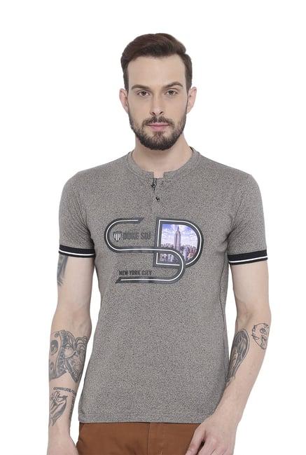 duke grey cotton henley t-shirt