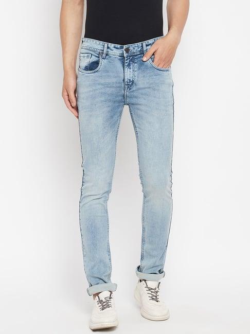 duke ice blue slim fit heavily washed jeans