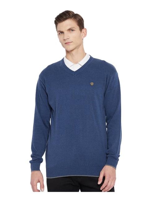 duke indigo v neck sweater