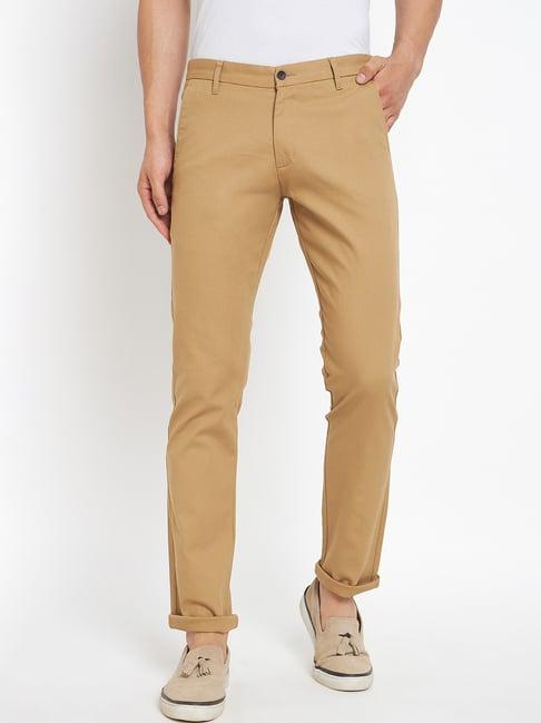 duke khaki cotton slim fit chinos