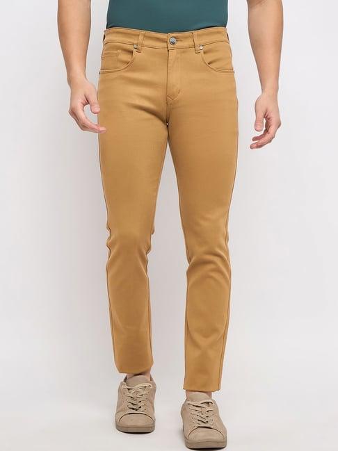 duke khaki cotton slim fit chinos