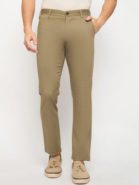 duke khaki cotton slim fit chinos