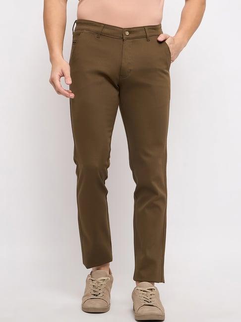 duke khaki cotton slim fit chinos