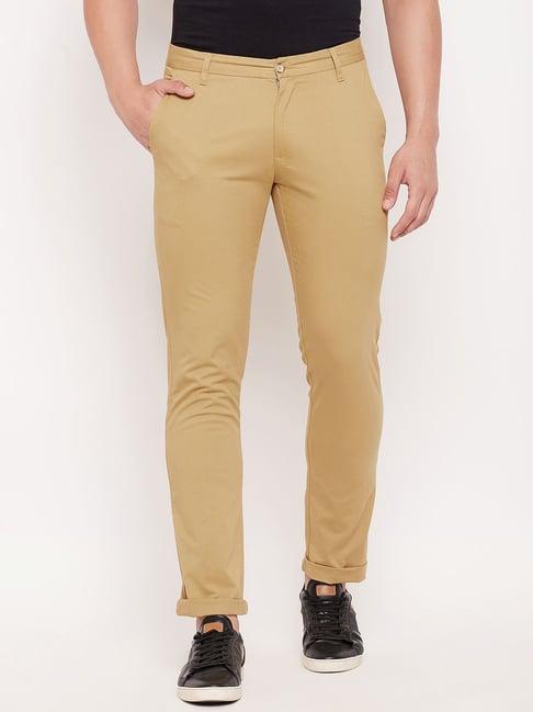 duke khaki cotton slim fit chinos