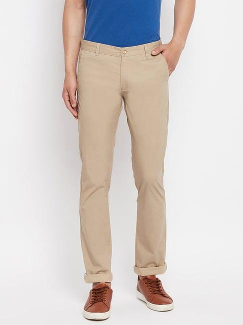 duke khaki slim fit flat front trousers