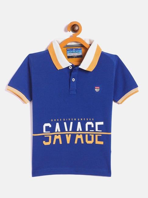 duke kids royal blue printed polo t-shirt