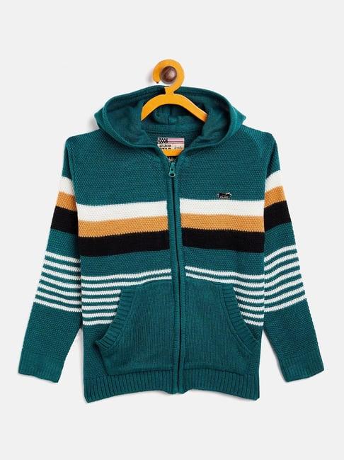 duke kids teal striped full sleeves sweater