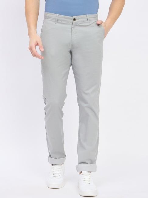 duke light grey cotton slim fit chinos