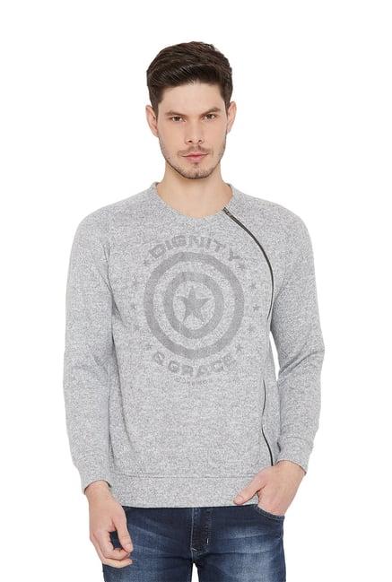 duke light grey regular fit printed sweatshirt