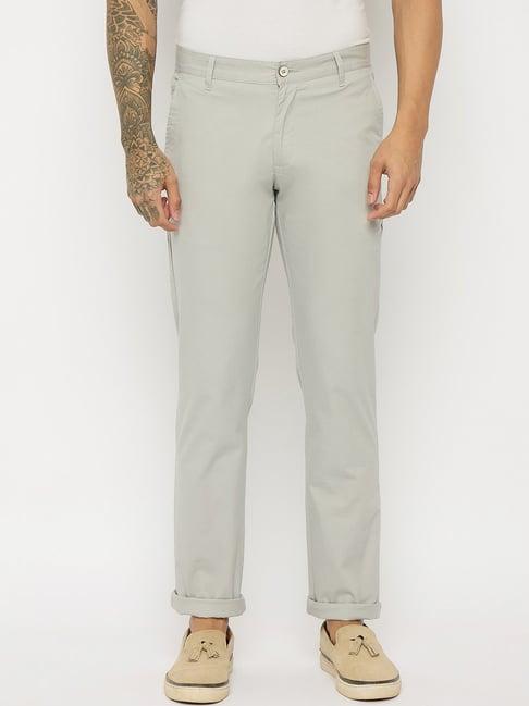 duke lightgrey cotton slim fit chinos