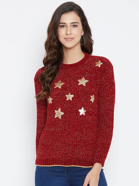 duke maroon embellished sweater