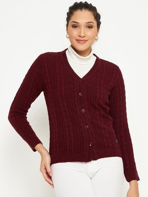 duke maroon self design cardigan