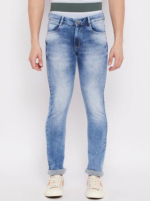 duke medium blue slim fit heavily washed jeans