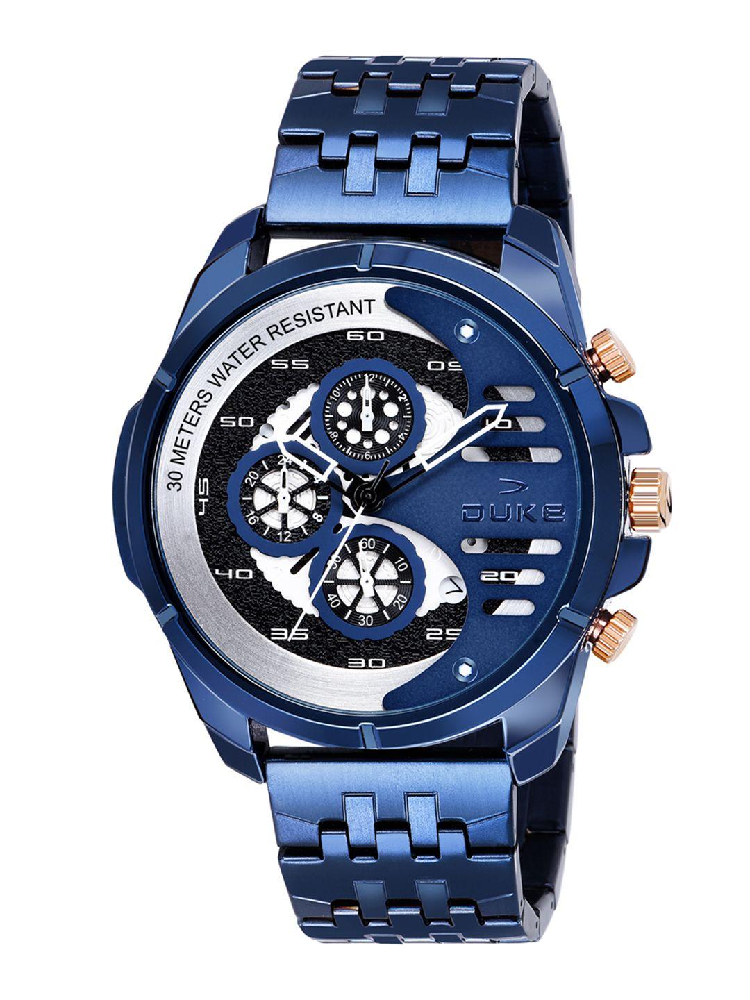 duke men blue analogue chronograph watch dk4010crm02c