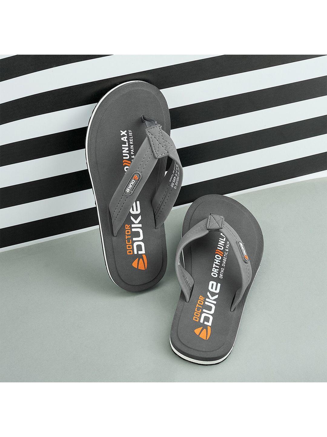 duke men grey & white printed rubber thong flip-flops