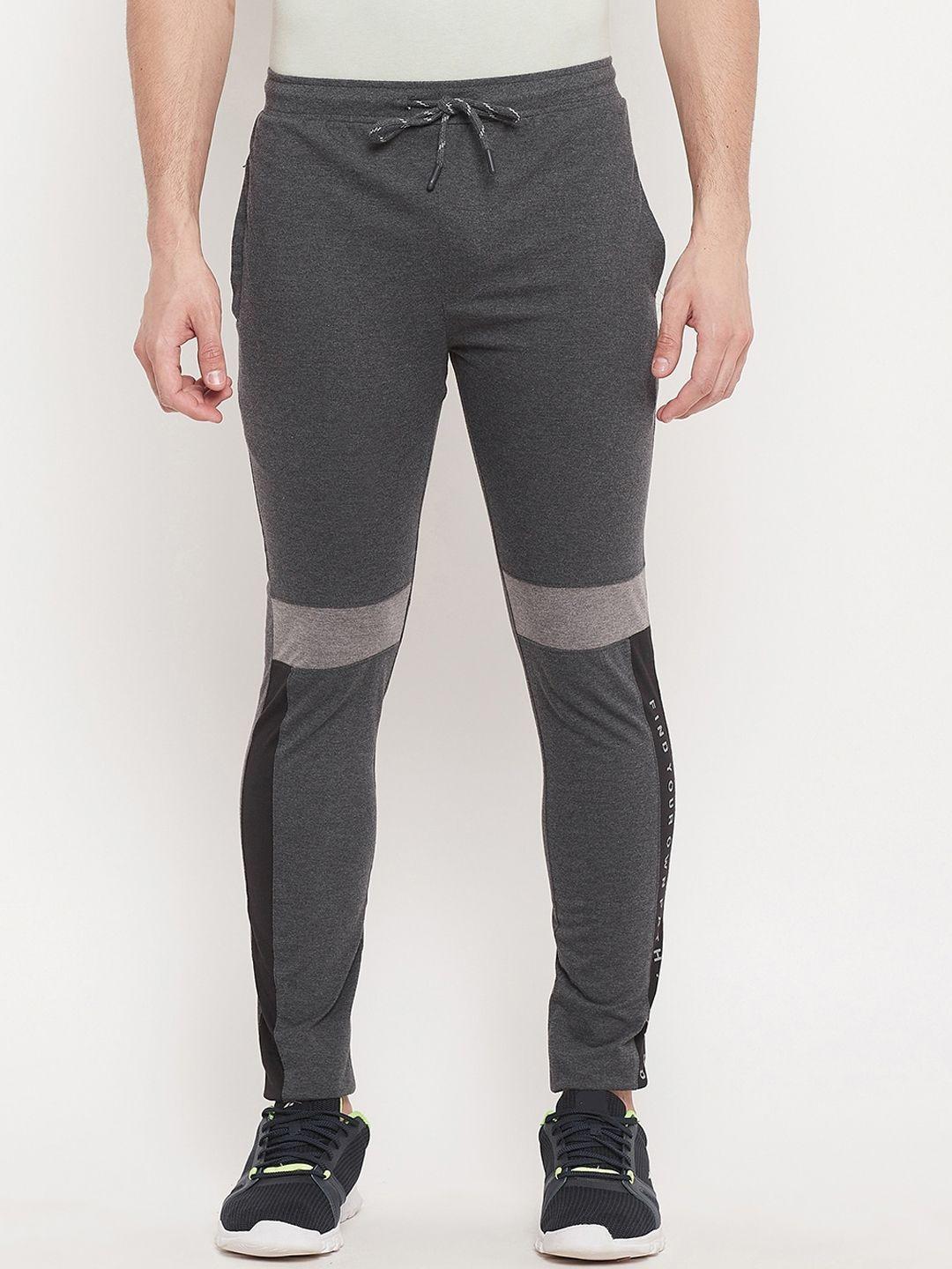 duke men grey solid cotton relaxed-fit track pants