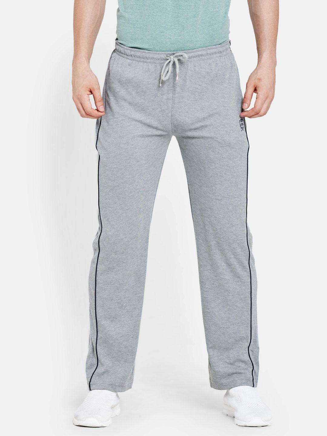 duke men grey solid relaxed-fit cotton track pants