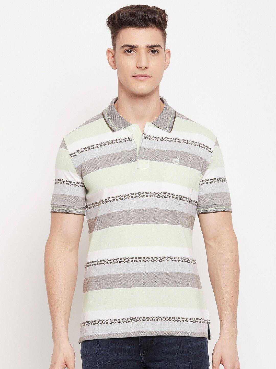 duke men grey tribal striped polo collar t-shirt