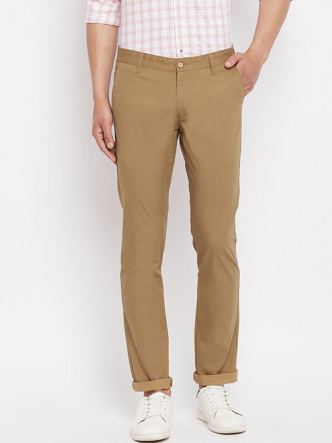 duke men khaki slim fit trousers